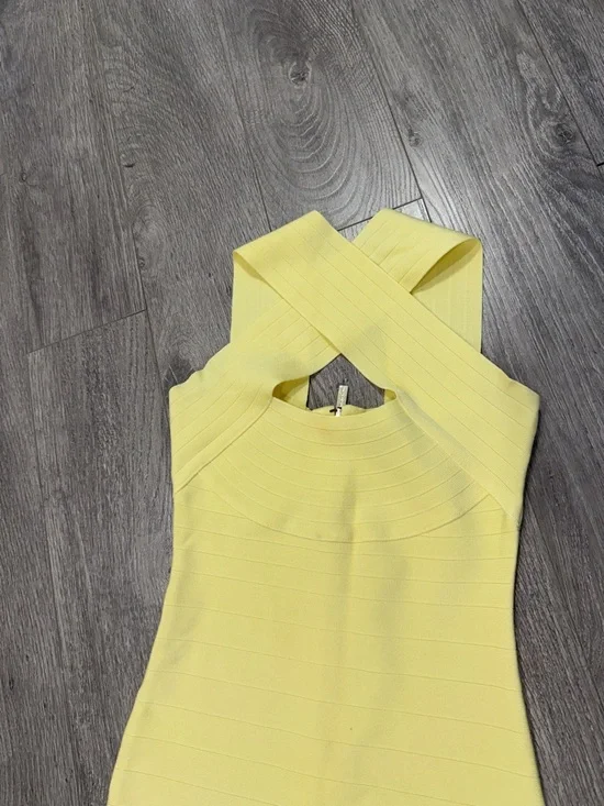Marciano Yellow Cross-Back Midi Bodycon Dress - Picture 2 of 4
